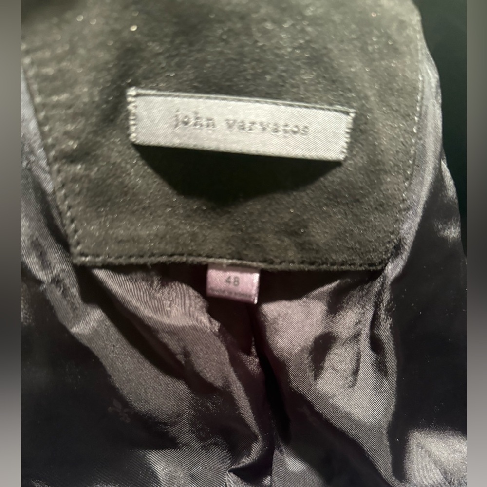 John Varvatos EUC Men's Size Eu 48 US 38 Black Double-Breasted Sheepskin Blazer - Picture 4 of 16